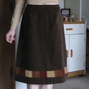 Vintage earthy brown patch suede skirt